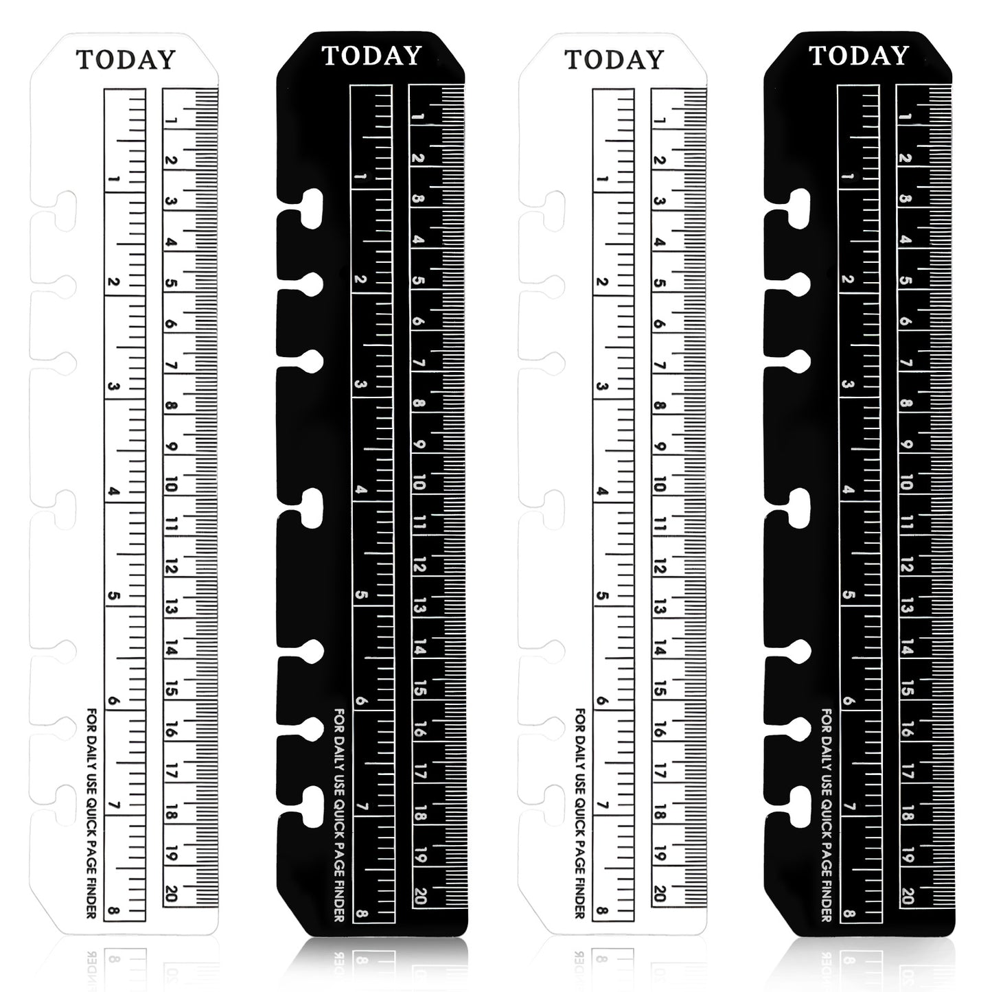 4 Pack A5 6 Holes Page Marker Ruler, Notebook Ruler Pouch Pagefinder Measuring Rulers Plastic Binder Rulers DividerRuler, A5 Measuring Tools Set for Notebooks, 8.7x1.8 Inch, Black Transparent