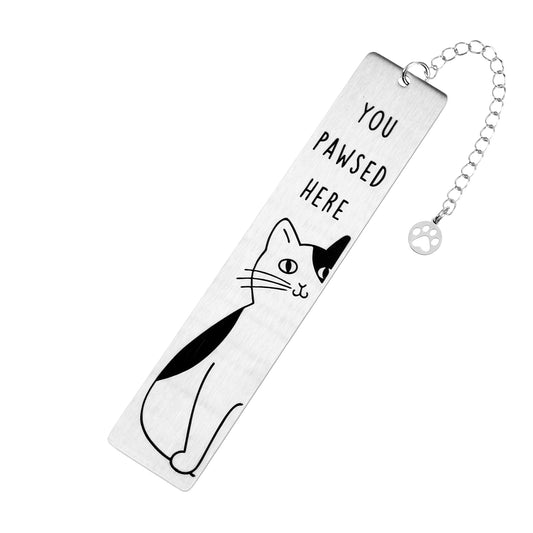 Cat Bookmarks, Cute Cat Gifts Funny Bookmark Cats Bookmarks for Women Metal Book Marks with Paw-Shaped Charm Book Lovers Bookish Gift for Friends Coworkers Books Reading Accessories