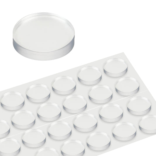 32 Pack Glass Table Top Anti Slip Pads 20mm*5mm Clear Glass Table Top Bumpers Self Adhesive Round Adhesive Rubber Feet Bumpers Rubber Glass Table Top Grippers for Drawer Cabinet