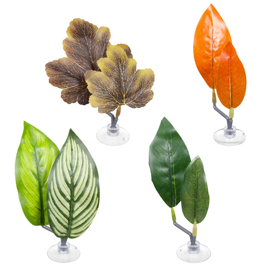 Skrfren 4 Pcs Betta Bed Leaf Hammock Pad, Betta Fish Hammock Bettas Leaf Hammocks Pad Bettas Leaves Spawning Grounds, Breed Resting Bed Fish Spawning Grounds for Tank Decorations