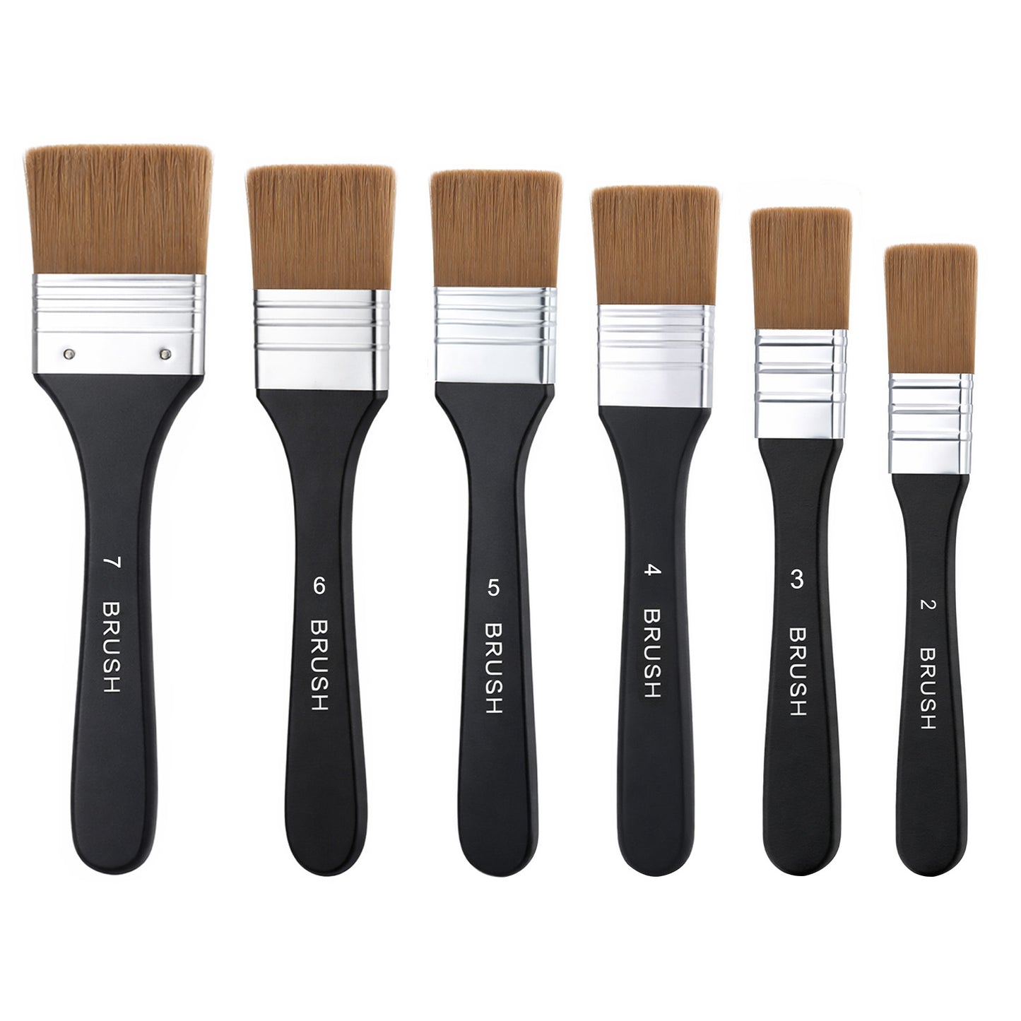 Set of 6 Artist Wide Flat Paint Brushes Set Assorted Size, Large Nylon Artist Paintbrushes Wide Flat Acrylic Paint Brushes for Acrylic Painting Nylon Chip Brush for Oil Painting Applying Gesso
