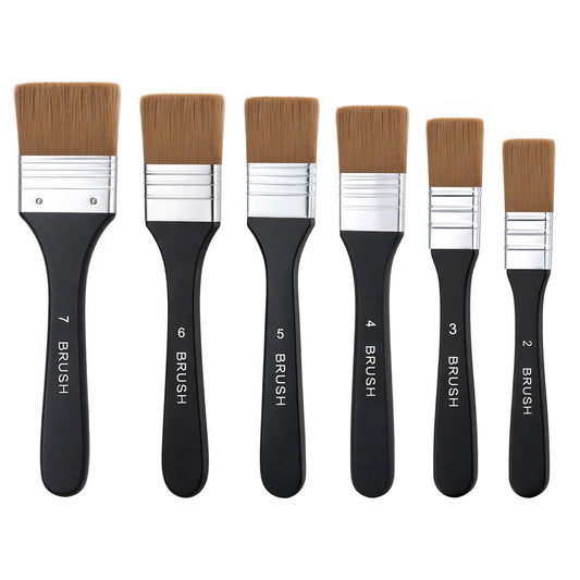 Set of 6 Artist Wide Flat Paint Brushes Set Assorted Size, Large Nylon Artist Paintbrushes Wide Flat Acrylic Paint Brushes for Acrylic Painting Nylon Chip Brush for Oil Painting Applying Gesso