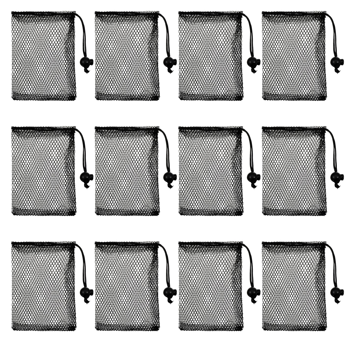 SynHHergyx 12 PCS Mesh Bags Drawstring Nylon Small Mesh Bags Portable Black Small Drawstring Bags Small Mesh Travel Bags Nylon Storage Mesh Bags for Small Travel Stuff (6 X 4 Inch)