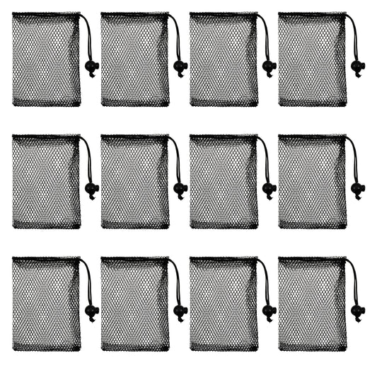 SynHHergyx 12 PCS Mesh Bags Drawstring Nylon Small Mesh Bags Portable Black Small Drawstring Bags Small Mesh Travel Bags Nylon Storage Mesh Bags for Small Travel Stuff (6 X 4 Inch)
