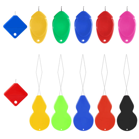 12 Pcs Needle Threaders, Needle Threaders for Hand Sewing Machine Sewing Plastic Wire Hook Threader Tool Easy Small Eye Needles Threader for Embroidery, Cross-Stitch, Needles Work, Crafting (3 Shapes)