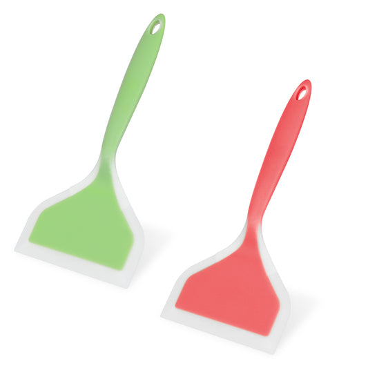 Silicone Spatulas for Kooking, 2 Pack Egg Flipper Wide Pancake Spatula Turner Kitchen Flat Thin Spatulas for Eggs Fish Pizza Pancakes Omelette Heat Resistant Nonstick Spatulas