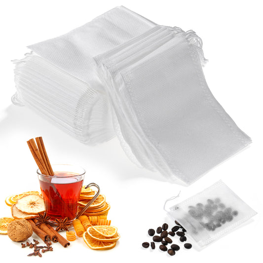 200 PCS Empty Tea Bags for Loose Leaf Tea, Disposable Teas Filter Bags for Loose Leaf with Drawstring Fillable Infuser Sachets Cloth DIY Empty Teas Sachets for Coffee, Spice and More(3.54 X 2.75 Inch)