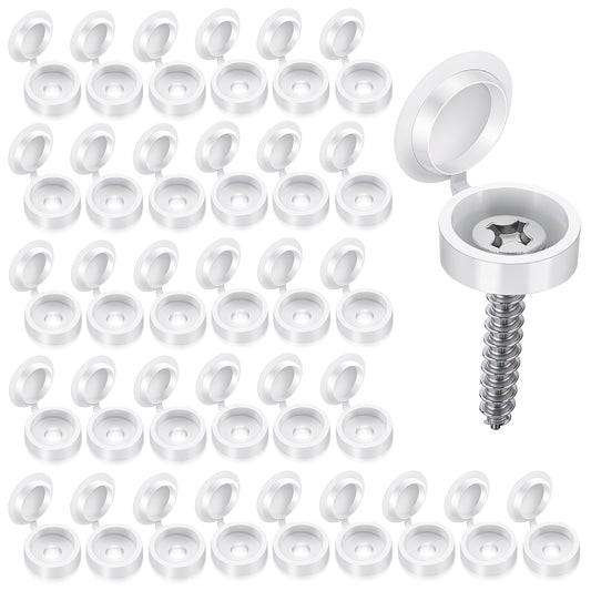 150 PCS Screw Caps Snap Washer Covers Flip Tops Plastic Hinged Screw Covers Caps White Folding Screw Cover Cap
