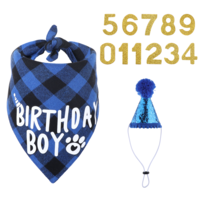 Dog Birthday Bandana, Pet Dog Birthday Party Supplies, Reusable Boy Dog Birthday Bandana Scarf Set, Cotton Triangle Boy Dog Scarf with Cute Dog Birthday Hat with Numbers for Small Medium Dogs Pets