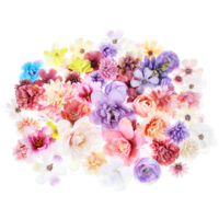 Artificial Flowers Heads, 60 PCS Multicolor Silk Daisy Flower Heads, Fake Peony Daisy Rose Flowers for Halloween Wedding Bridal Baby Shower Home Party Decoration, 2-4 cm