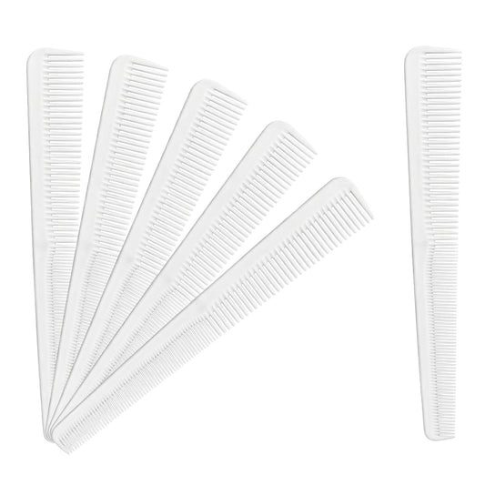 Barber Comb for Hair Stylist, 6 Pcs Carbon Fiber Salon Hairdressing Combs Professional Flat Top Cutting Combs All Purpose Heat Resistant Fine and Wide Tooth Comb, Hairstylist Must Haves Tool - White