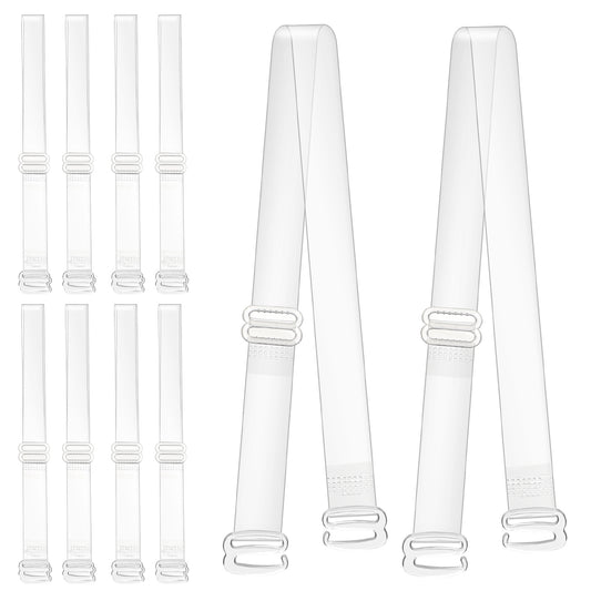 KALIONE 5Pairs Non-slip Transparent Bra Straps, Thin Clear Strap for Dress