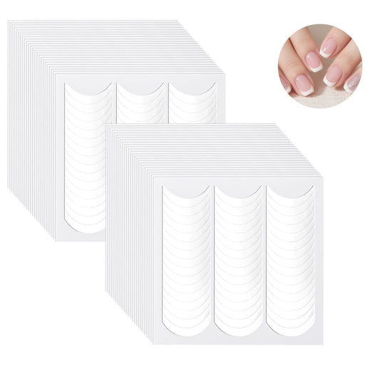 2304 pcs French Nail Stickers French Tip Nail Guides 48 Sheets Manicure Nailes Strips Self Adhesive Nails Sticker Tips for Edge Auxiliary White Half Moon Shaped Nails DIY Stencil Tool Decals