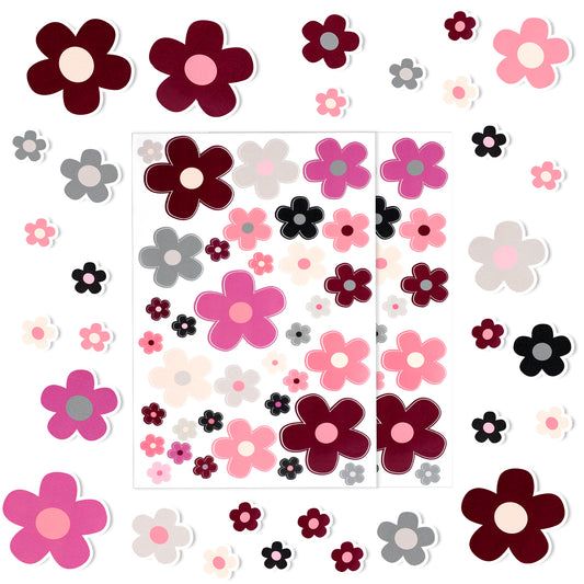 70pcs Flowers Car Stickers Set, Vinyl Decals Bike Decoration Bike Sticker for Frame, Waterproof Stickers for Car Bumper, Self Adhesive Bicycle Sticker for Window Journal Luggage (Multicolor)