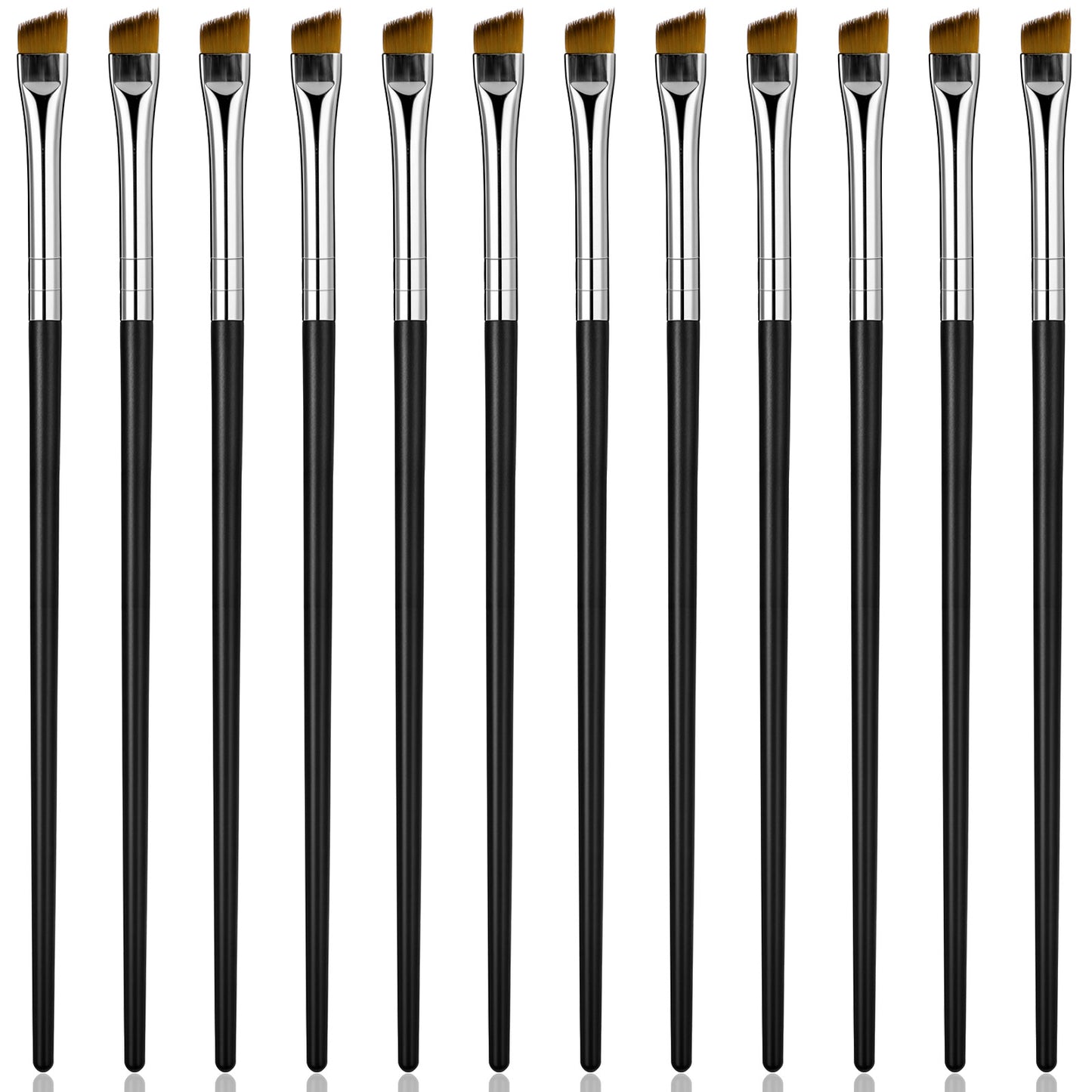 12 Pcs Angled Eyeliner Brush, Eyebrow Tint Brush Tip Thin Slanted Flat Makeup Brushes Ultra Thin Slanted Flat Eye Shadow Brushes for Cosmetic (Small)