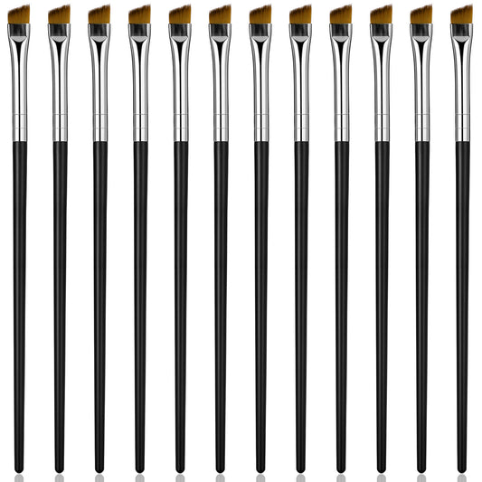 12 Pcs Angled Eyeliner Brush, Eyebrow Tint Brush Tip Thin Slanted Flat Makeup Brushes Ultra Thin Slanted Flat Eye Shadow Brushes for Cosmetic (Small)