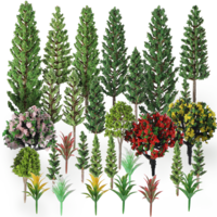 29 Pcs Mixed Model Trees, 1.3-5.3 Inch Garden Accessories Diorama Trees Mini Fake Flower Tree Miniature Tree Model Train Railroad Scenery for Crafts, Building Model, DIY Landscape, Natural Green