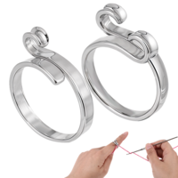 2 Pack Adjustable Crochet Ring for Finger Yarn Tension Ring for Crochet Braided Knitting Ring Handmade Crochet Tension Ring Finger Knitting Yarn Loop Tools for Crocheting Knitting