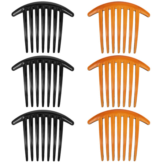 7 Tooth French Twist Hair Comb, 6PCS Plastic French Twist Combs Clip, Hair Side Combs Accessory for Women Girls, Black and Brown Clip Comb Accessories