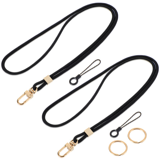 2PCS Breakaway Lanyards, Cute Neck Lanyards for Keys, Lanyards for Id Badges, Rope Lanyard for Men and Women Keys, Wallets, Mobile Phones (Black)