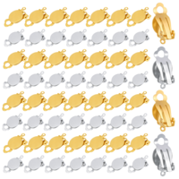 40 PCS Clip on Earring Backs Converter, Round Flat Back Tray Earring Clips, Non Pierced Clip on Ears Findings for Women DIY Jewelry Making Crafts, Gold and Silver
