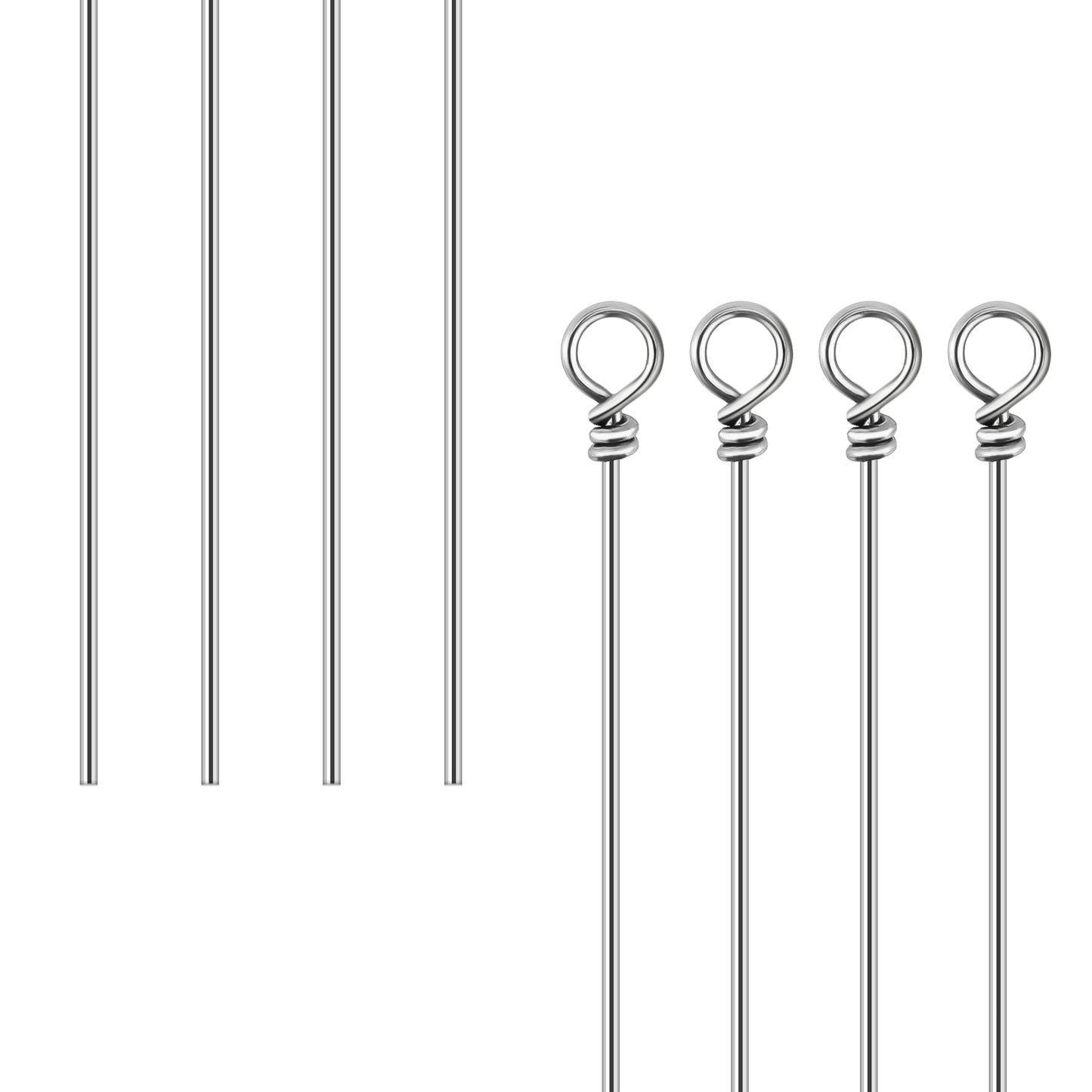 100 Pack Fishing Looped Spinner Shaft, Stainless Steel Spinner Bait Wire Fishing Lure Making Supplies - Lure Making Kit Rigs for Freshwater Bass, Trout, Walleye, Salmon, Catfish