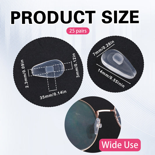 25 Pairs Push in Glasses Nose Pads,Eyeglasses Replacement Nose Kit Oval Soft Silicone Nose Guards for Replacing and Having Spare Nose Pads for Sunglasses