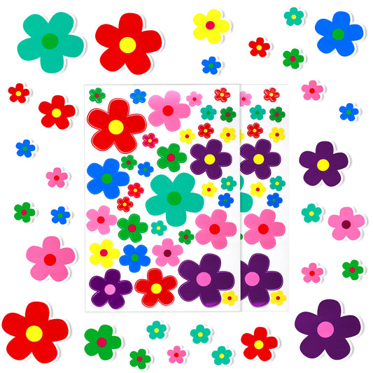70pcs Flowers Car Bumper Stickers Set, Bike Stickers for Frame, Vinyl Car Decals, Waterproof Stickers for Car Bumper, Self Adhesive Bicycle Sticker for Window Journal Luggage Decoration (Multicolor)