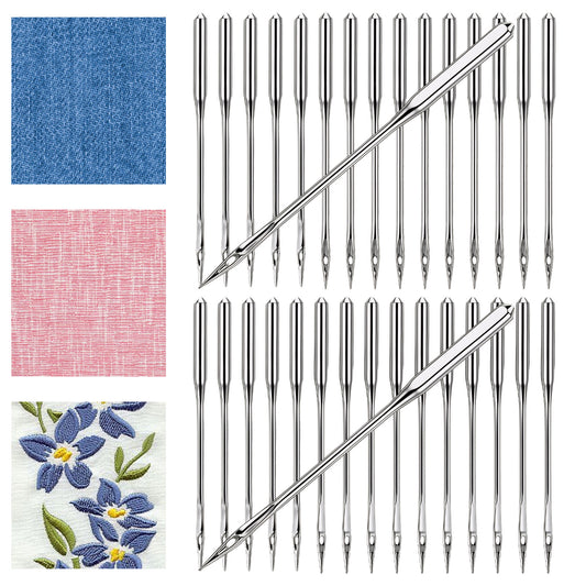 30PCS Universal Heavy Duty Sewing Machine Needles, Industrial Sewing Machine Needles, Sizes110/18, 100/16, 90/14, for Thick Fabric Including Canvas Leather Embroidery Jeans