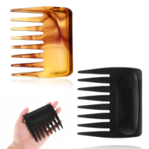 Mini Wide Tooth Comb, 2 Pcs Travel Szie Detangling Comb Portable Pocket Hair Comb Beard Comb No Handle Design Hair Styling Tools for Men Women Curly, Wavy, Wet, Dry (Amber, Black)