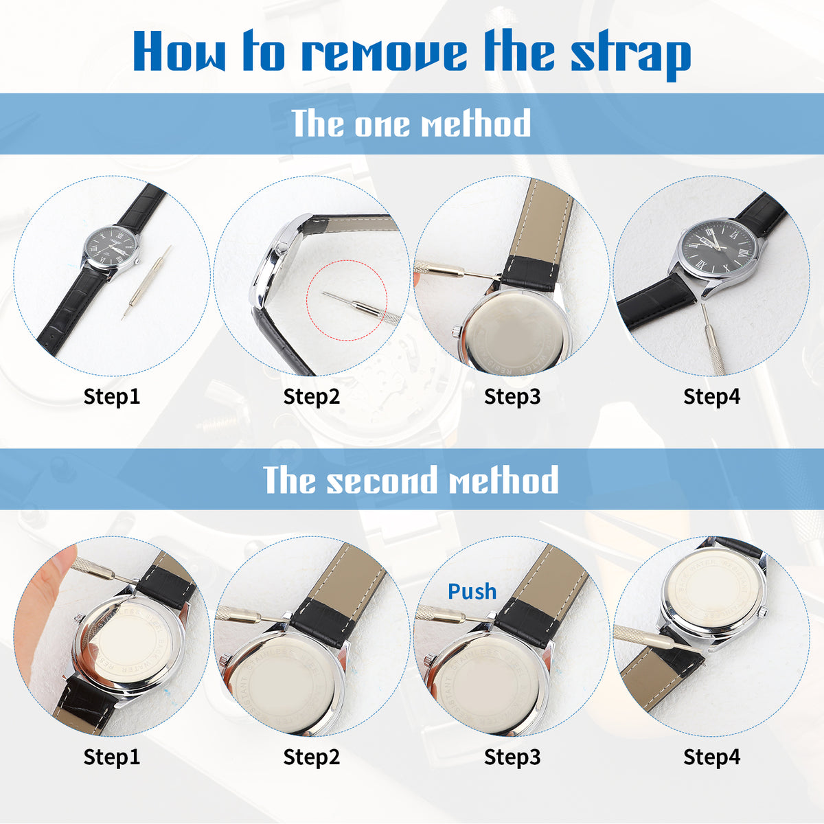 Professional Watch Pins Removal Tool，3 Pack Stainless Steel Double-Ended Watch Spring Bar Tool Watch Band Adjustment Tool Kit for Watch Repair Fix Replacement Sizing