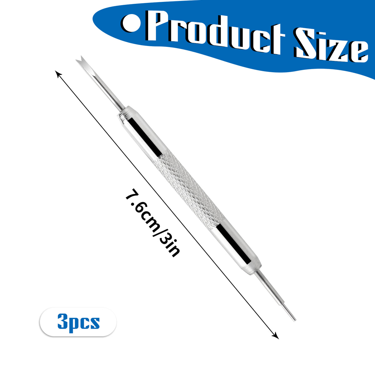 Professional Watch Pins Removal Tool，3 Pack Stainless Steel Double-Ended Watch Spring Bar Tool Watch Band Adjustment Tool Kit for Watch Repair Fix Replacement Sizing