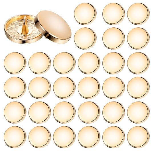 30 Pcs Gold Buttons for Clothes, Metal Flat Button, Round Shaped Sewing Buttons, Gold Button for Women Men Coat, Shirt, Jackets, Trousers (15 mm, Alloy)