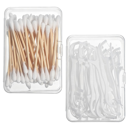 2PCS Cotton Swab Holder for Travel, Floss Picks Case, Portable Small Dental Floss Holders, Cotton Swab Boxs Travel Storage Case, Dental Toothpick Holder for Cottons Buds Hair Ties Flosss