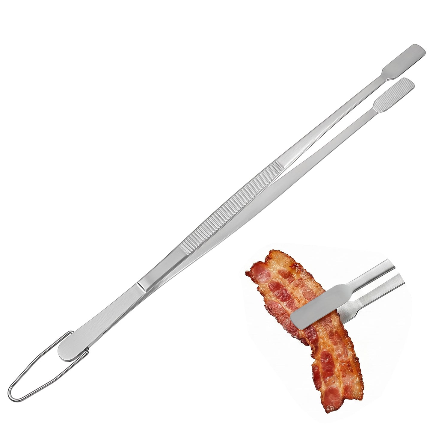 13 Inch Food Tweezers Stainless Steel Cooking Tongs Tweezers Long Professional Metal Tongs for Cooking Skinny Tinned Fish Tong for Cookings, Chef, Serving Food