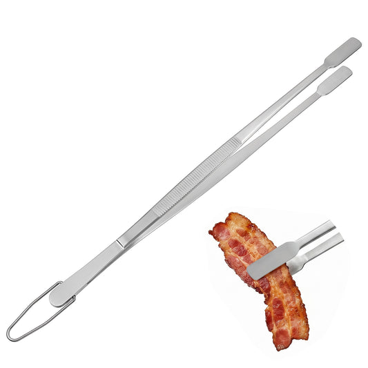 13 Inch Food Tweezers Stainless Steel Cooking Tongs Tweezers Long Professional Metal Tongs for Cooking Skinny Tinned Fish Tong for Cookings, Chef, Serving Food
