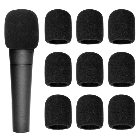 10 Pcs Microphone Cover Foam High Density Thickened Mic Covers for Microphone Windscreens Black Mic Foam Cover Disposable for Most Standard Handheld Microphone（7 * 6cm）