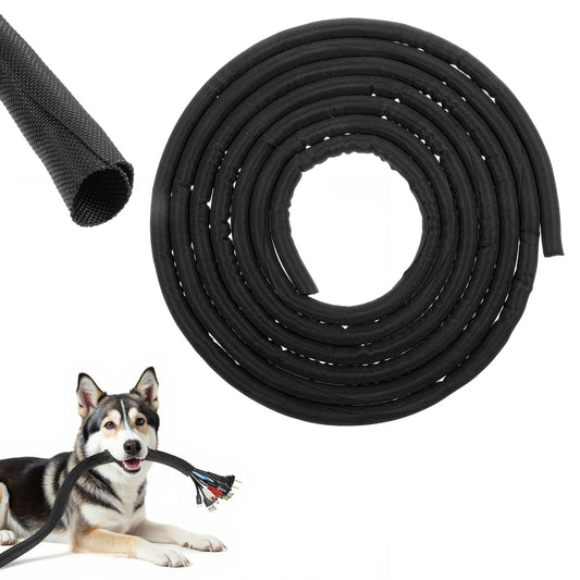 Cable Protectors for Cords, 4M Ft Black Chew Proof Cord Protectors from Pets No Chew Wire Protector for Pets 1/2inch Flexible Cable Sleeve Cord Management Covers for USB, Power, Charge, Video Cords