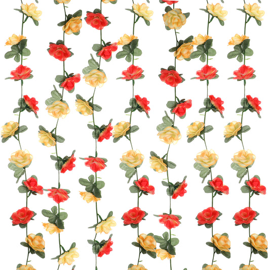KALIONE Artificial Flowers Garlands 5 Meters Fake Flower Garland Garland Artificial Flowers Hanging Decoration 2 Strands Floral Vine Plant Rose for Wedding Wall Ceremony Home Wedding Decoration