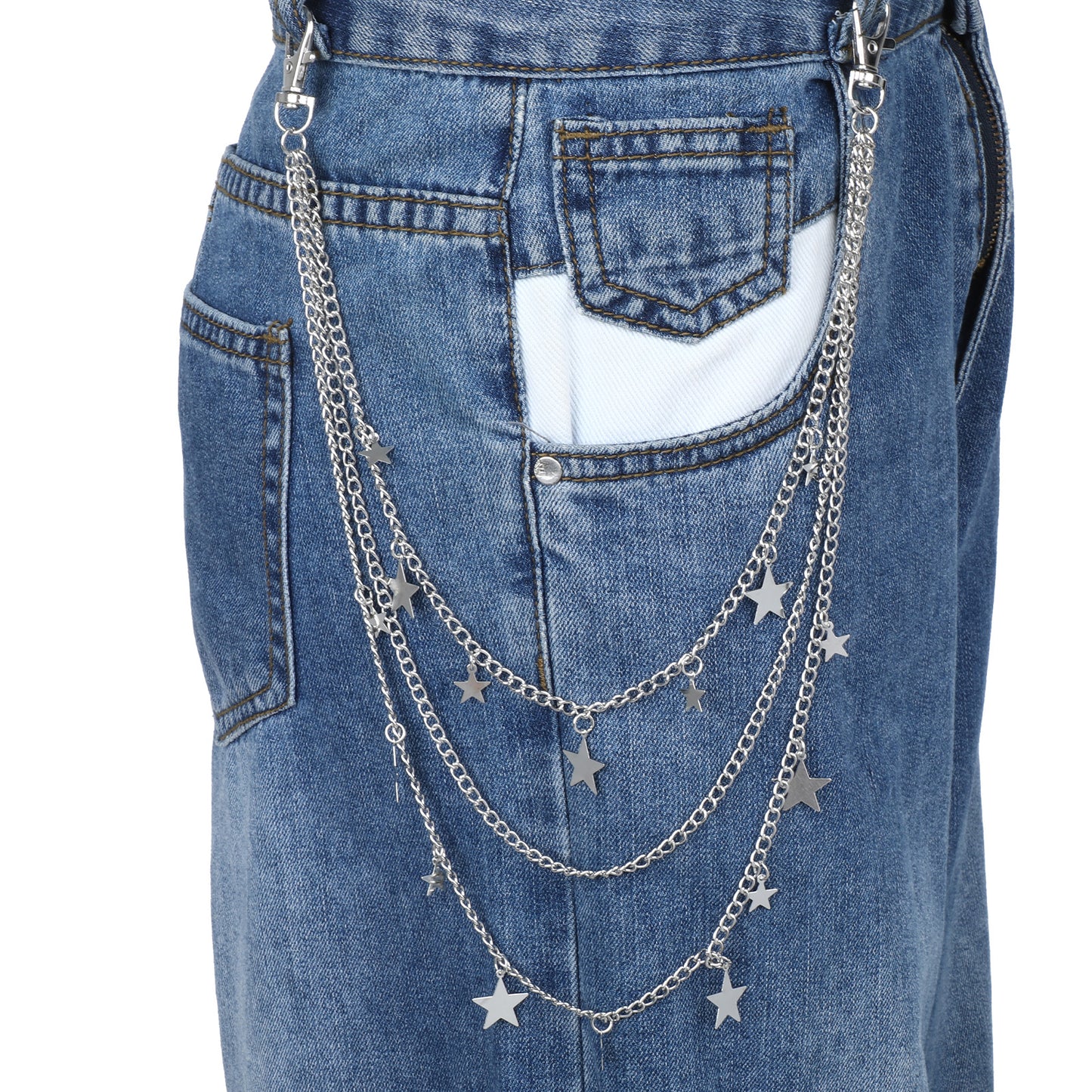 Star Pants Chain for Women Y2K Star Pants Chain Punk Pocket Chains Five-Pointed Stars for Pant Rock Hip Hop Chains Silver-tone Wallet Belt Accessories