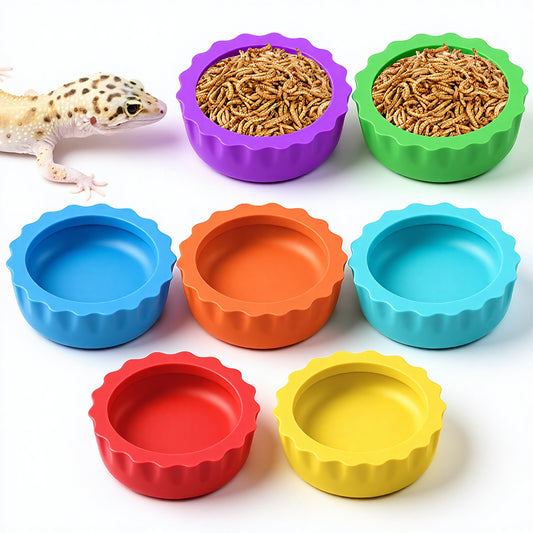 7 Pack Crested Gecko Food Dish and Water Bowl Small Reptile Feeding Cups Reusable Hermit Crab Food Dish Feeder &corner Foods Dishs Gecko Water Bowl for Bearded Dragon Tank Tortoise Isopods Crab