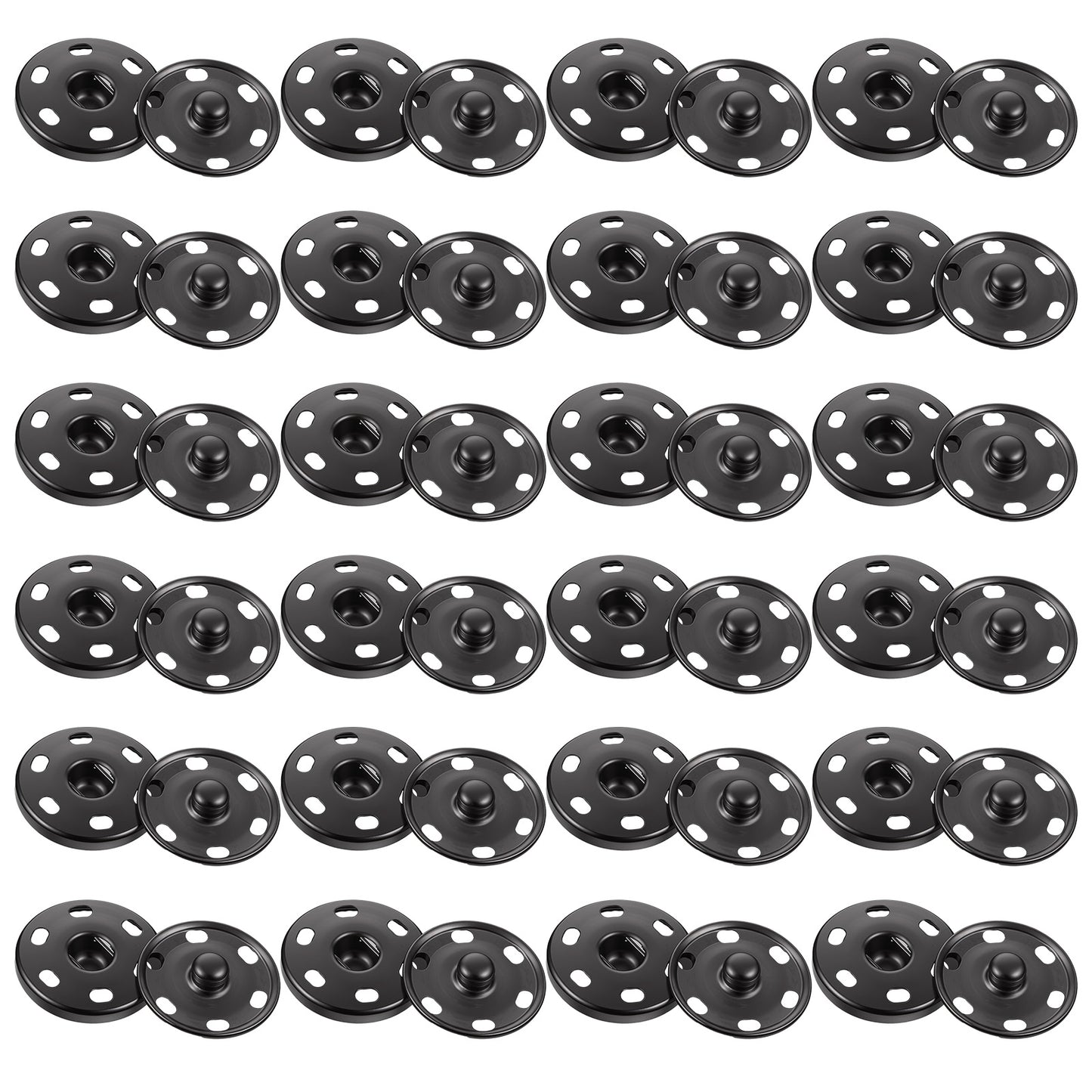 24 Sets Large Snaps for Sewing, 1Inch/25mm Sew On Snaps for Clothing Metal Clothing Snap Fasteners Press Studs for Fabric SewingClothing, Black