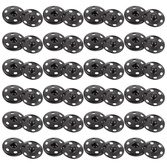 24 Sets Large Snaps for Sewing, 1Inch/25mm Sew On Snaps for Clothing Metal Clothing Snap Fasteners Press Studs for Fabric SewingClothing, Black