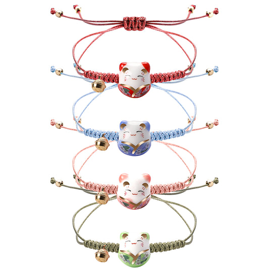 Sliverdew 4pcs cute cat braided bracelet