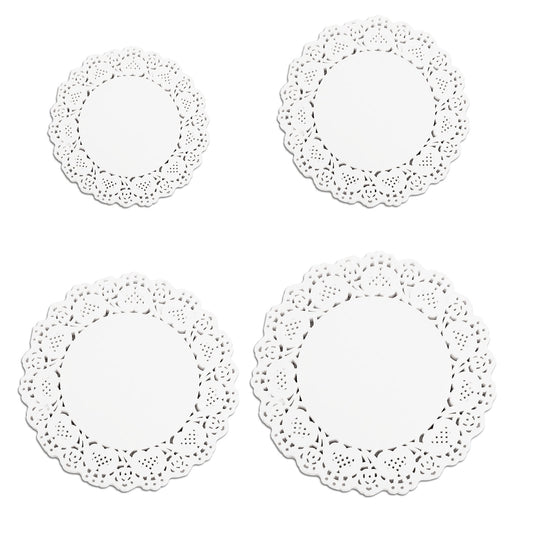 Paper Doilies, 200 PCS Round White Lace Paper Doilies for Dessert Trays, Disposable Paper Placemats Doilies for Tables Paper Doilies Assorted Sizes 4.5, 5.5, 6.5, 7.5 Inch for Cakes Tableware Decor