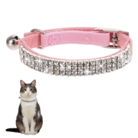 Kitten Collar with Bell,Cat Collar Rhinestones Cat Dog Collar Soft Cat Collar with Bells Cat Breakaway Collar Adjustable Cute Cat Collar Bling Diamante Cat Collar Cat Accessories for Small Dog and Cat