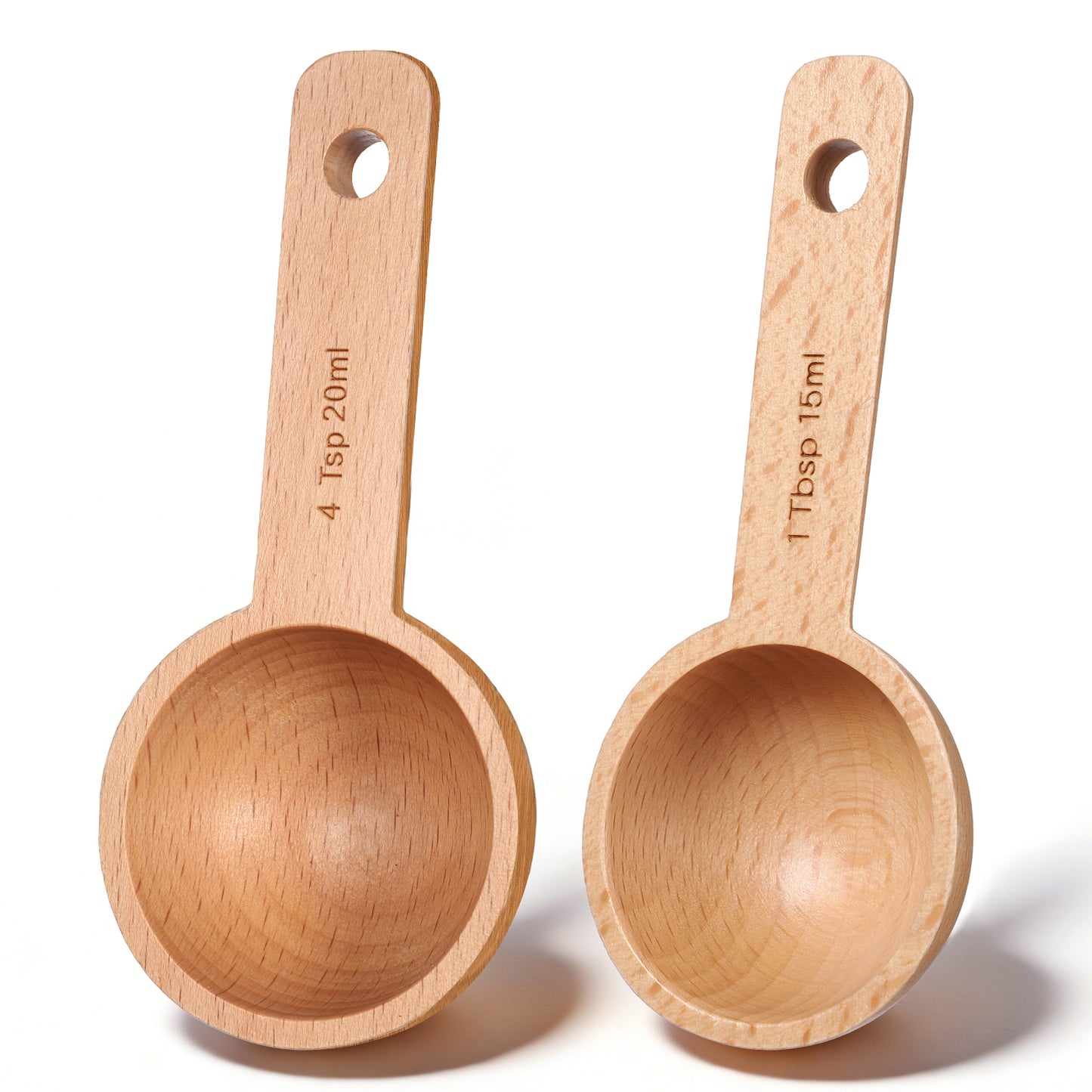 Wooden Scoops for Canisters, 2 PCS Small Coffee Measuring Spoon 15ml+20ml Wooden Tablespoon for Home Kitchen Measuring Coffee Beans Tea Sugar
