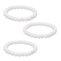 Styquenzer Elastic Pearl Bracelet Faux Pearl Bracelets for Women Vintage Pearl Beaded Bracelets Wedding Accessories Bridesmaid Bracelet Bridal Party Prom Beaded Bracelet (2 Pcs)