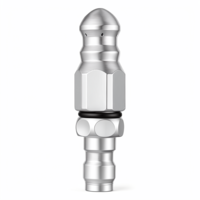 Pressure Washer Nozzle, Sewer Nozzle Rotating Button Nose Sewer Jetting Nozzles Stainless Steel Fixed Sewers Nozzles Replacement High Pressure Drain Jetter for 1/4 Inch Pressures Washer Hose, 5000 PSI