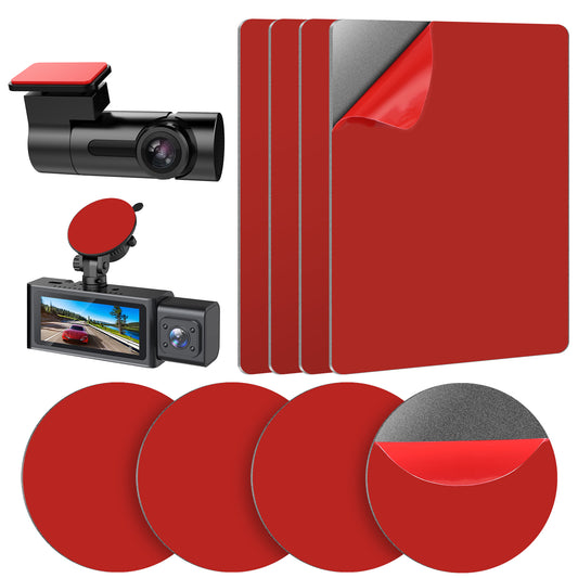 Heavy Duty Dash Cam Tape 8 Pcs High Bond Sticky Double-Sided Pads for Dash Cam Replacement Heat Resistant Double-Sided Adhesive Pad Sticker for Windshield Camera Holders GPS (Round and Square 55mm/71m
